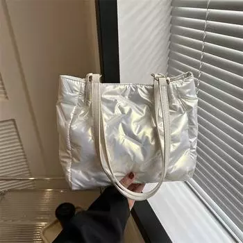 Текстурированная большая вместительная модная сумка через плечо в стиле знаменитостей из Интернета для женщин 2024 года, зимняя новая универсальная сумка-тоут для женщин в Корейском стиле розовый