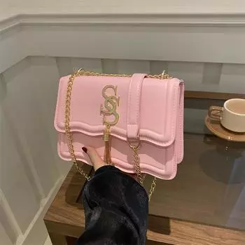 Текстурированная цепочка с бахромой в виде букв небольшая квадратная сумка 2024 года, летняя новая модная сумка через плечо женская сумка через плечо чёрный