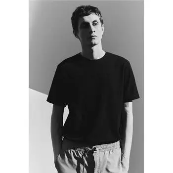 Текстурированная футболка стандартного кроя HM, темно-синяя XS