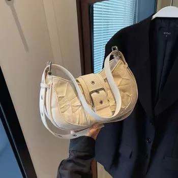 Текстурированная и модная женская сумка нишевого дизайна в 2024 году, новая модная повседневная сумка через плечо, сумка подмышками на одно плечо