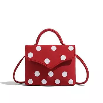 Текстурированная красная ретро-сумка в горошек, маленькая квадратная сумка для женщин, милая и классная дизайнерская сумка через плечо, сумка через подмышку для женщин