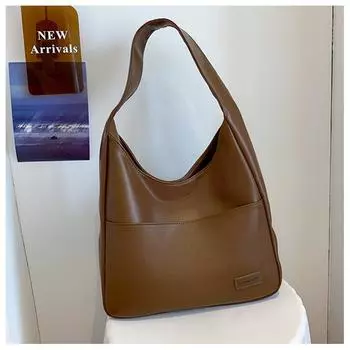 Текстурированная маленькая сумка, повседневная однотонная женская сумка, популярная большая вместительная сумка через плечо в стиле ретро коричневый