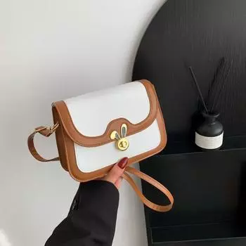 Текстурированная маленькая женская сумка 2024 года, новая нишевая сумка через плечо, симпатичная женская сумка с замком, популярная маленькая квадратная сумка чёрный