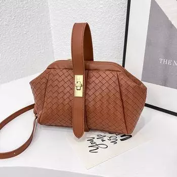 Текстурированная маленькая женская сумка 2024 года, новая модная женская сумка, трендовая женская сумка через плечо, сумка в иностранном стиле коричневый
