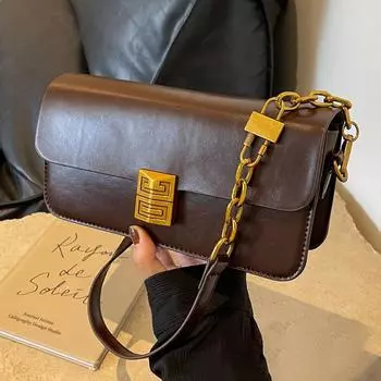 Текстурированная нишевая ретро-сумка для женщин, новинка 2024 года, модная универсальная маленькая квадратная сумка через плечо, высококачественная сумка для подмышек чёрный