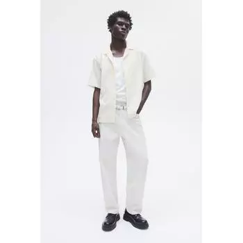 Текстурированная походная рубашка HM Regular Fit кремового цвета