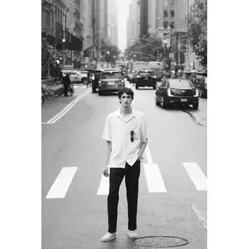 HM Regular Fit Textured Camp Shirt Cream XS