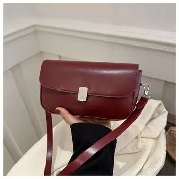 Текстурированная повседневная однотонная застежка, зимняя простая и модная ретро-сумка на одно плечо под мышкой через плечо маленькая квадратная женская сумка красный