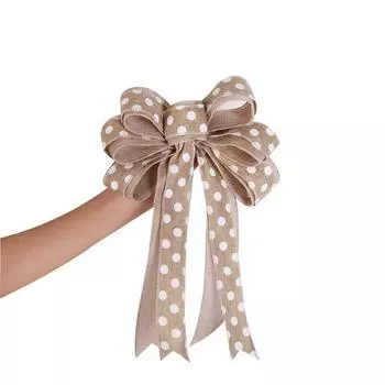 Текстурированная праздничная ткань Рождественские банты Украшения Красиво изготовленный Декор ручной работы Дерево