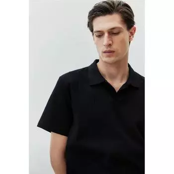 Текстурированная рубашка поло HM Regular Fit, черная