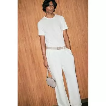 Текстурированная рубашка поло HM Slim Fit, кремового цвета XS