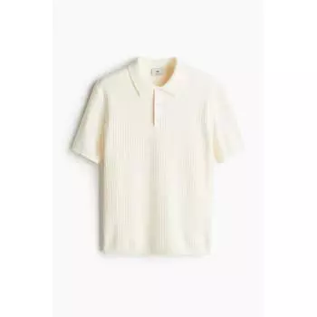 Рубашка поло HM Regular Fit Textured Knit, кремовая XS