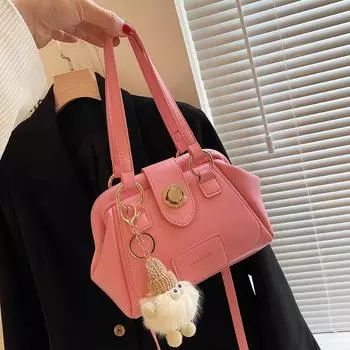 Текстурированная женская маленькая сумка в иностранном стиле, модная сумка через плечо, однотонная сумка-мессенджер в иностранном стиле, женская сумка большой емкости Without pendant белый