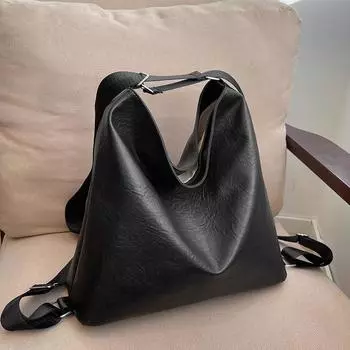 Текстурированная жирная кожа Большая вместимость Ленивый ветер Мягкая поверхность Однотонный ретро Повседневная дорожная сумка на одно плечо подмышкой Женская