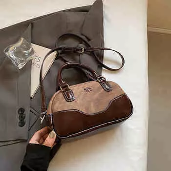 Текстурированные женские сумки через плечо, осенняя мода, контрастные цвета, маленькие сумки, женская повседневная сумка через подмышку