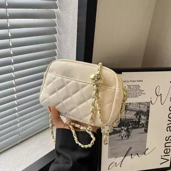 Текстурная цепочка, сплошные сумки для мобильных телефонов для женщин, универсальные кошельки для монет, трендовые сумки на одно плечо через плечо, маленькая квадратная упаковка Mini(Max Length<20cm)