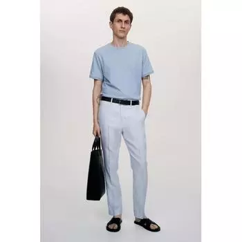 Текстурная футболка HM Regular fit светло-синего цвета XS