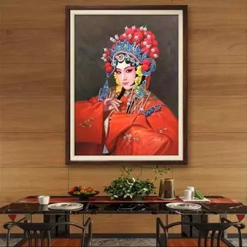Текстурная копия ручной росписи маслом, фигурка Пекинской оперы, чайная комната, кабинет, 70*90 см 70*90cm