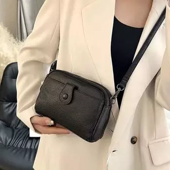 Текстурная маленькая сумка, женская универсальная сумка через плечо в стиле ретро, модная сумка-седло на одно плечо, подмышками One Size чёрный