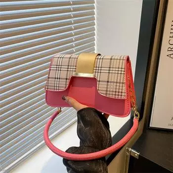 Текстурная трендовая сумка 2024 года, новая модная сумка-седло, маленькая квадратная сумка, универсальная, темпераментная, клетчатая, женская сумка-мессенджер чёрный