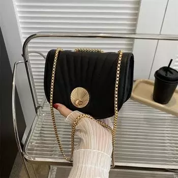 Текстурная вышивка нитью в иностранном стиле 2024 года, осень, новый замок, модная и популярная, простая повседневная сумка-седло через плечо с цепочкой белый