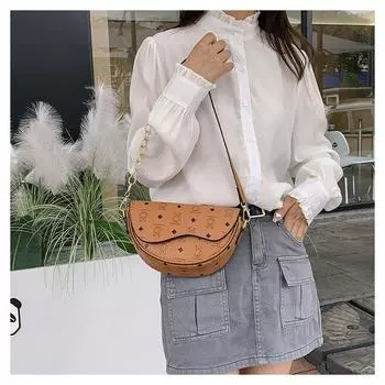 Текстурная женская сумка-седло, элегантная женская сумка, большая вместительная модная женская сумка-мессенджер с трендовым принтом, высококачественная сумка через плечо чёрный