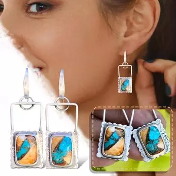 Текстурные антикварные серьги, винтажные серьги, женские подарочные ювелирные аксессуары, серьги One Size зелёный