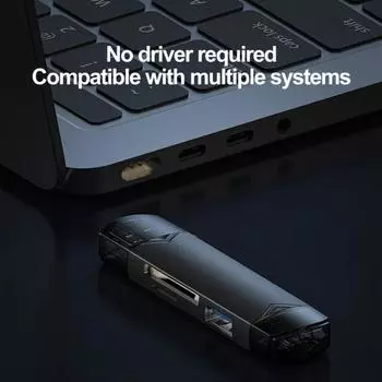 Tf Card Reader Dual Phone Design 6-в-1 5 Гбит/с Стабильная производительность карты Высокоскоростная мобильная универсальная Otg карта серый