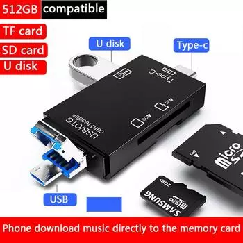 TF SD-кардридер для карт памяти, портативный адаптер USB 2,0 типа C, многофункциональный кард-ридер для Micro SD TF, двойной слот Flash