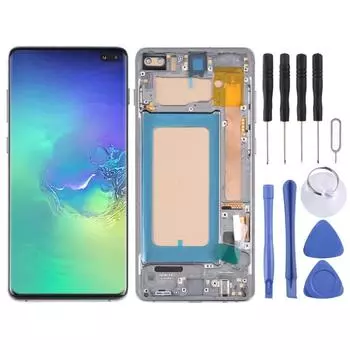 TFT ЖК-экран для Samsung Galaxy S10 + SM-G975, дигитайзер в сборе с рамкой, не поддерживает идентификацию отпечатков пальцев чёрный