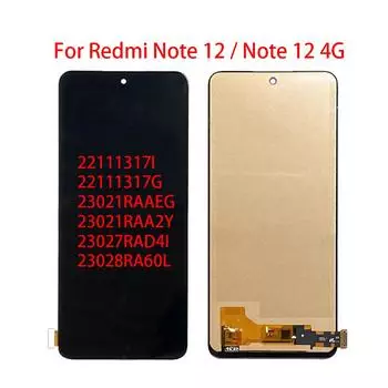 (TFT) ЖК-экран для Xiaomi Redmi Note 12/Note 12, 4G, ЖК-дисплей, дигитайзер сенсорного экрана, полная замена в сборе Note 12 чёрный