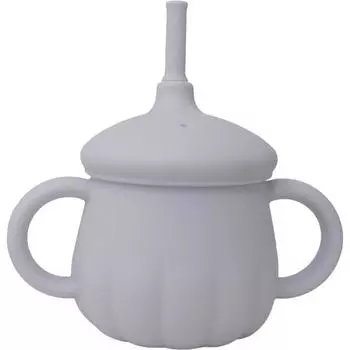 TGM Infant Platinum Силиконовая баночка с тыквой и соломенной чашкой 200 мл, пепельно-синий, 1 шт.