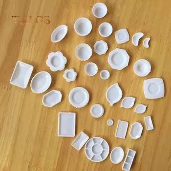 TH 33 шт./компл. 1/12 кукольный домик, прозрачная миниатюрная тарелка из смолы, кухонная посуда, игрушка