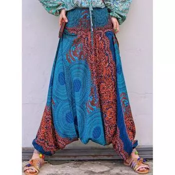 Thailand High Waist Casual Beach Ethnic Style Loose Pants Pants (within 90.00kg) All yards