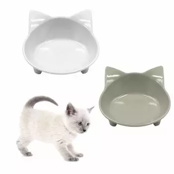 THAIN Pet питомец кошка столовая посуда милый питомец корм для кошек легко складывается кошка кошка набор из 2 столовых приборов, миска, подставка, столовые приборы, миска, тарелка, есть, нескользящий, миска,