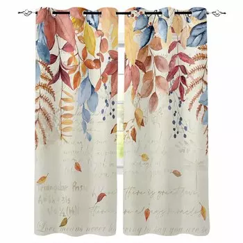 Thanksgiving Autumn Leaf Plant Letter Blackout Curtains For Living Room Bedroom Window Treatment Drapes Home Decor W135 x H60cm