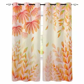 Thanksgiving Autumn Plant Leaves Shrubs Gradual Blackout Curtains For Living Room Bedroom Window Treatment Drapes Home Decor W135 x H60cm