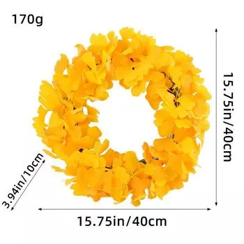 Thanksgiving Simulated Ginkgo Leaf Wreath Autumn Decorative Wreath Home Living Room Door Hanging