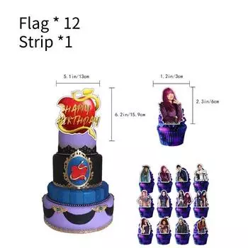 The 4 Descendants Rise Of Red Party Decoration Props Set Character Flag Balloon Flag Planting