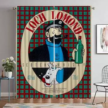 The Adventures Of Tintin Curtains for Living Room Curtain for Room 2 Panel Shades Halloween Decoration Home Interior Curtains W50xH70cmx2pcs-CL
