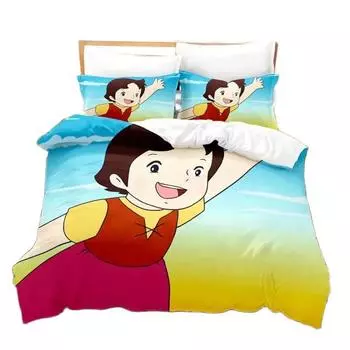The Alps Bedding Set,Heidi Bedding Set Single Twin Full Queen King Size,Cartoon Print Quilt Cover Bedroom Decoration 135x200cm 2pcs