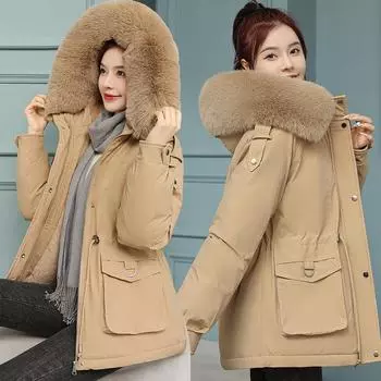 The anti-season overcomes the medium and long women s small men s new winter models with thin temperament and piled and thickened padded jackets. M белый