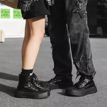 The arc moon series of the same board shoes black heightened and worn-out rubbed color unisex couple casual 33356-J 36