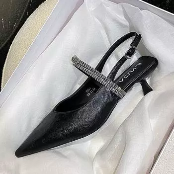 The Back Half Belt Is Anti-Drop, Low-Heeled High-Heeled Shoes Are Not Tired, Foot Temperament Is Black Women S Shoes Heels And Early Bag Head Sandals 35