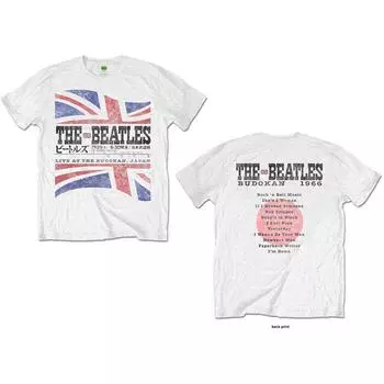 Белая футболка унисекс The Beatles Budokan Set List S