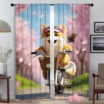 The Beloved Shiba Inu Window Curtain for Room 2 Panel Elegant Room Curtains Halloween Decoration Shades Home Interior Curtains W60xH90cmx2pcs-CL