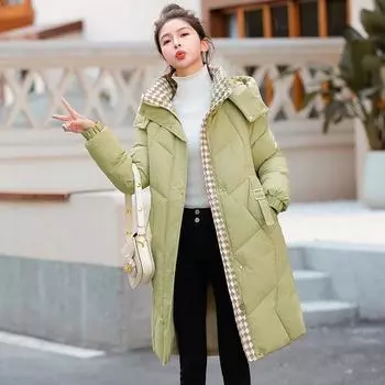 The black gold cotton dress women s mid-length has its own heated down cotton jacket inside, and it is a loose and fashionable warm coat M-90-115 чёрный