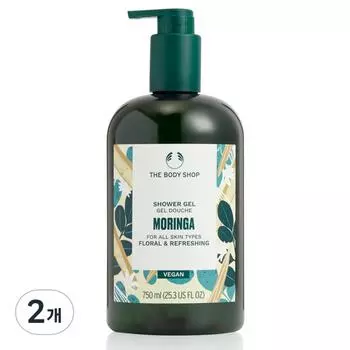 The Body Shop Large Capacity Moringa Shower Gel, 750ml, 2 units