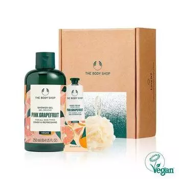 The Body Shop Розовый грейпфрутовый уход за телом и руками 3 вида (гель для душа 250мл + крем для рук 30мл + шарик для душа)