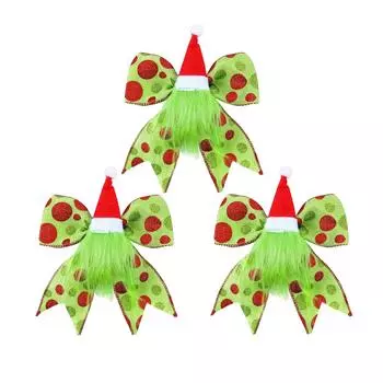 The Bow Decoration, The Green-haired Bow, Christmas Accessories, Gift Box Decoration, Tree Wreath Decoration. One Size